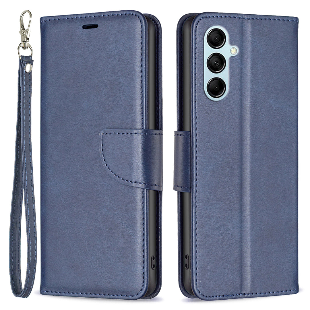 For Samsung Galaxy M14 5G Solid Color Textured PU Leather Wallet Stand Shell Phone Protector Case with Strap For Samsung Galaxy M14 5G Solid Color Textured PU Leather Wallet Stand Shell Phone Protector Case with Strap